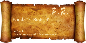 Parák Rudolf névjegykártya